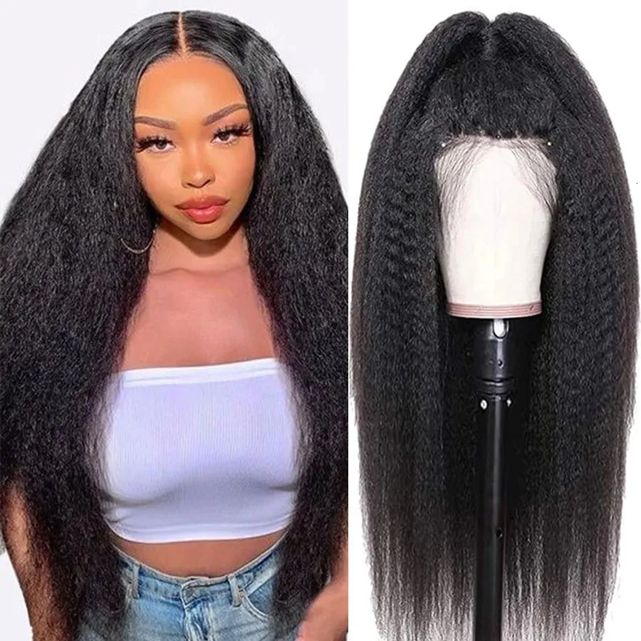 Синтетические парики 13x6 HD Kinky Straight Wig 13x4 Кружело