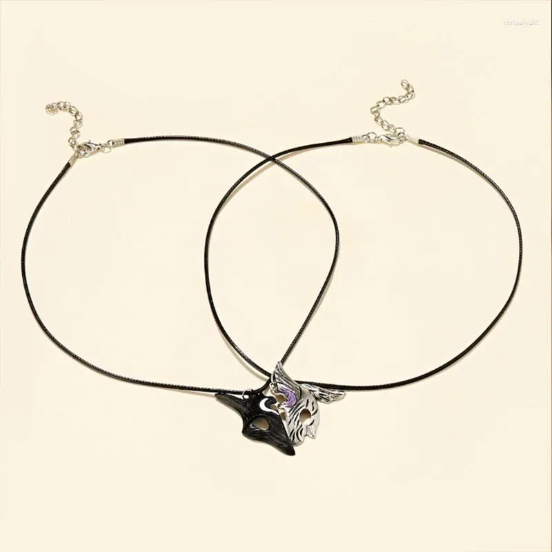 Chaînes E0BE 2PCS Collier Collier Chaîne de clavicule avec un amant de sangle réglable Puzzle Matching