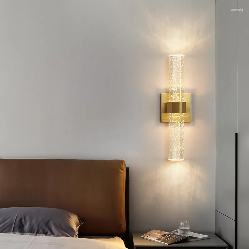 Vägglampa vardagsrum kristall sovrum bakgrund enkelt postmodern minimalistisk ingång ljus lyxig säng ledning ledningar