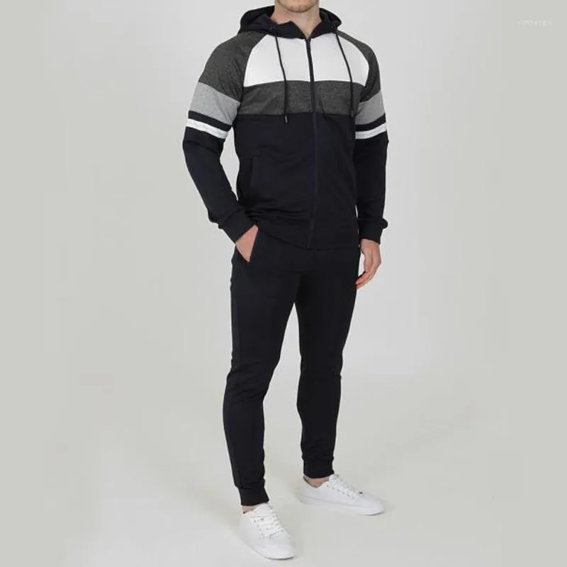 Survêtements pour hommes costume de sport automne et hiver pull décontracté 2023 à manches longues à capuche polaire deux pièces ensemble