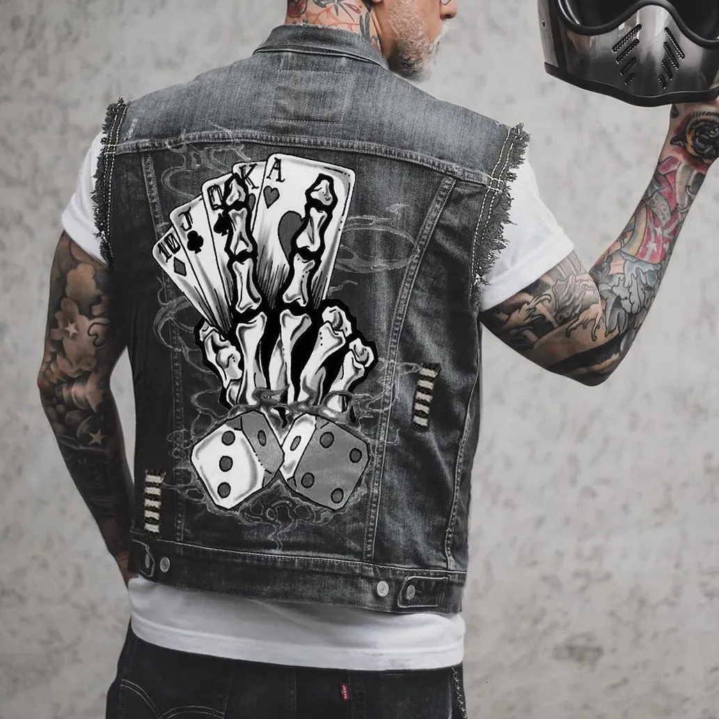 Mens Biker Vest: Spring/Summer Sleeveless Denim Top, Outdoor