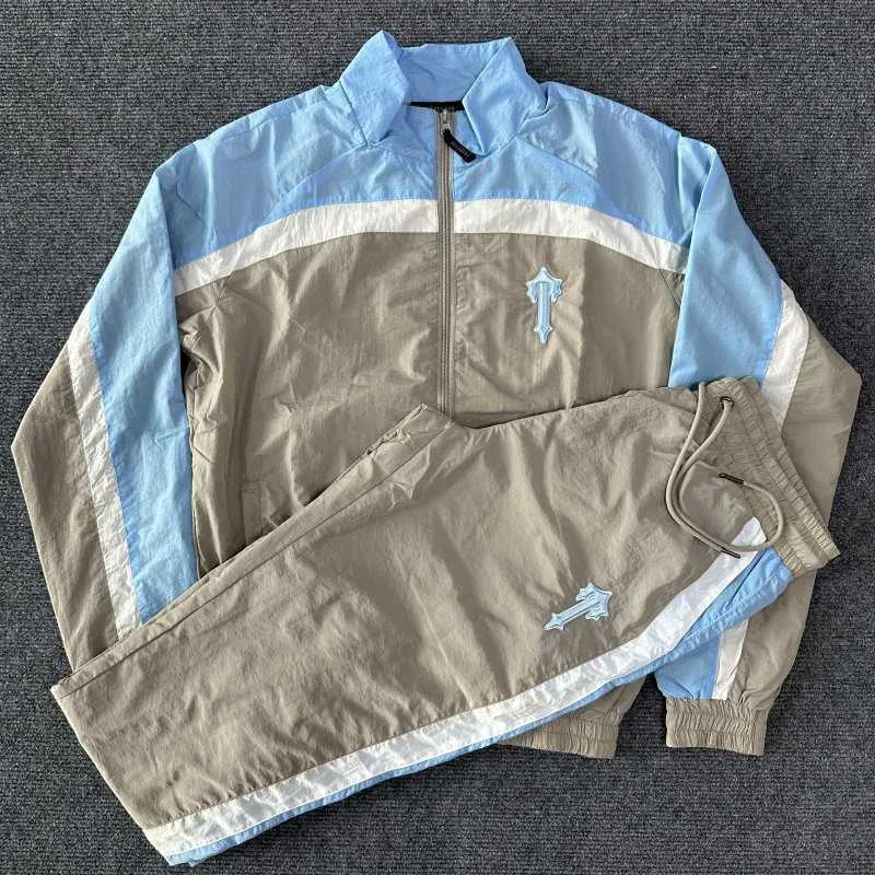 New High Street Men Fashion Quality Embroidery Sweatshirts Jogging Suit Trapstar Jacket Zipper Irongate t Shellsuit- Blue Tracksuit