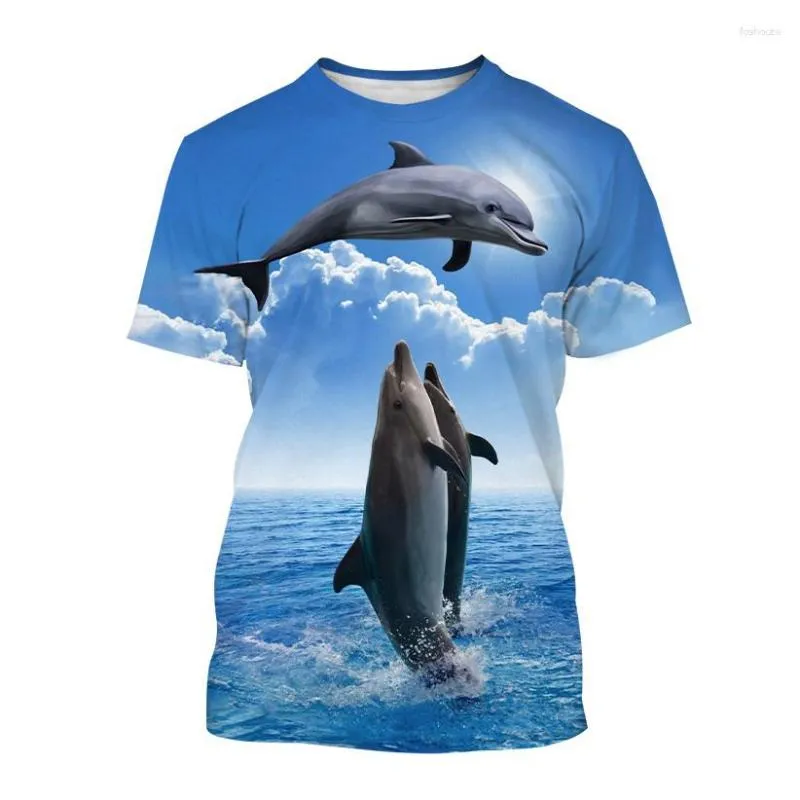 T-shirts pour hommes Summer 3D Animal Dolphin Graphic pour hommes Mode Casual Cool Personnalité Impression surdimensionnée O-Cou Tops à manches courtes