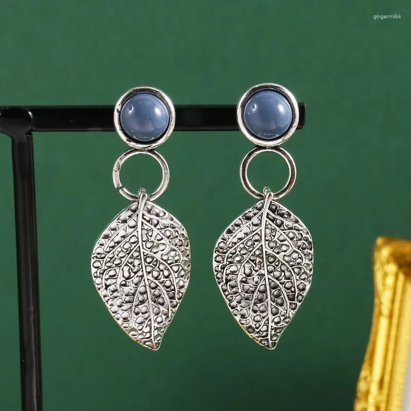 Pendientes colgantes de moda estilo étnico bohemio joyería de hojas borla larga Retro regalo de plumas coloridas para mujer