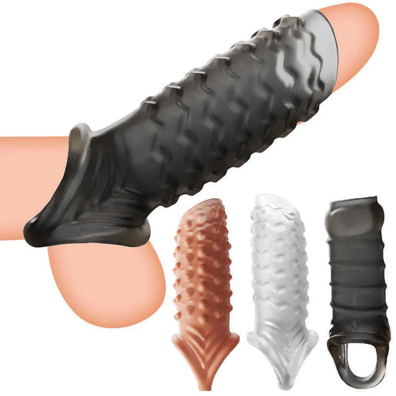 Massagegerät Penis Sleeve Extender Wiederverwendbare männliche Vergrößerungsverzögerung Ejakulation Penisringe für Männer Erwachsene