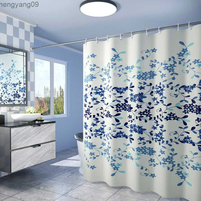 Shower Curtains Thickness Shower Curtain High Quality Mildew Proof Simple Modern Nordic Waterproof Flower Print Eco-Friendly R230829