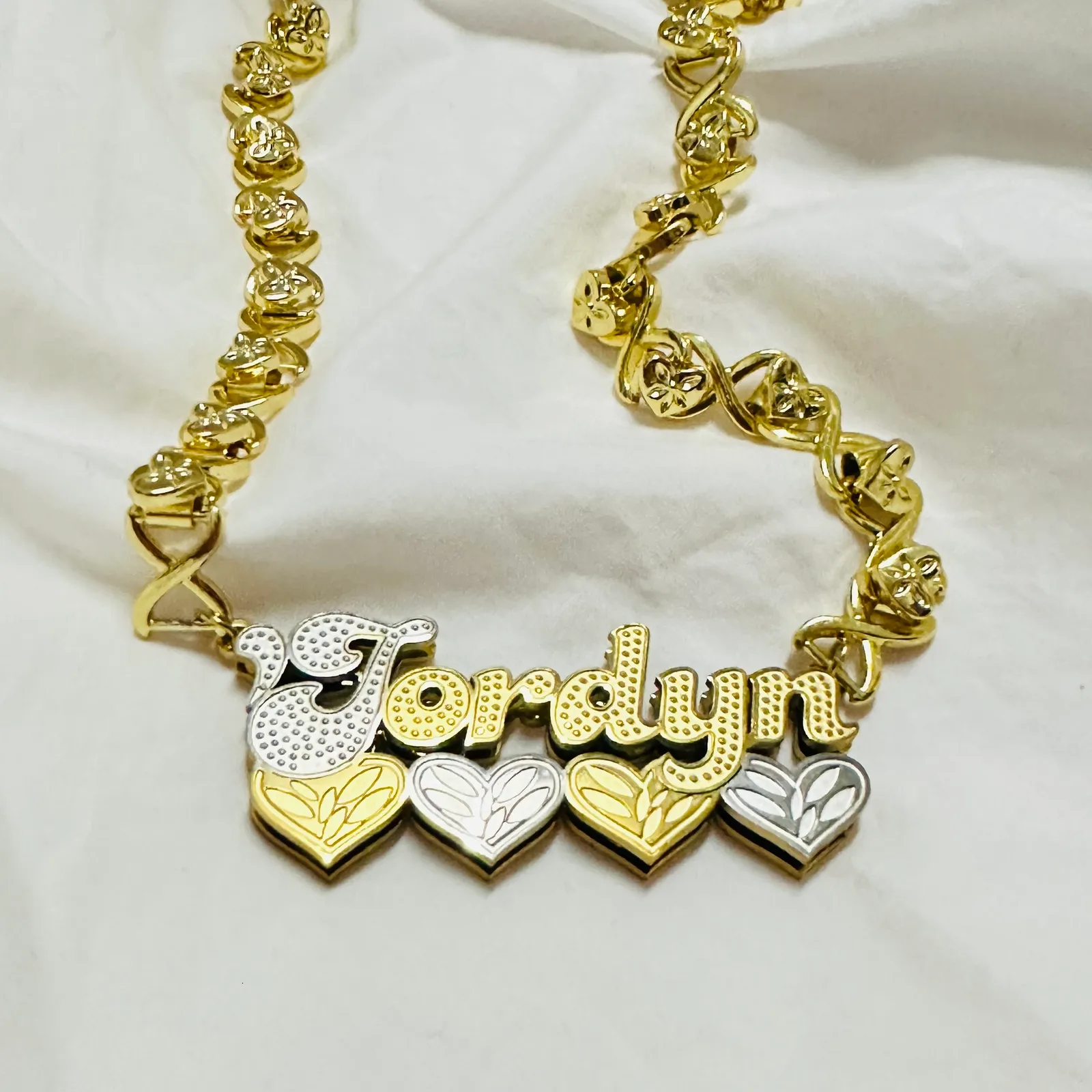 Personalized Double Plated XO Chain Necklace With Heart Design