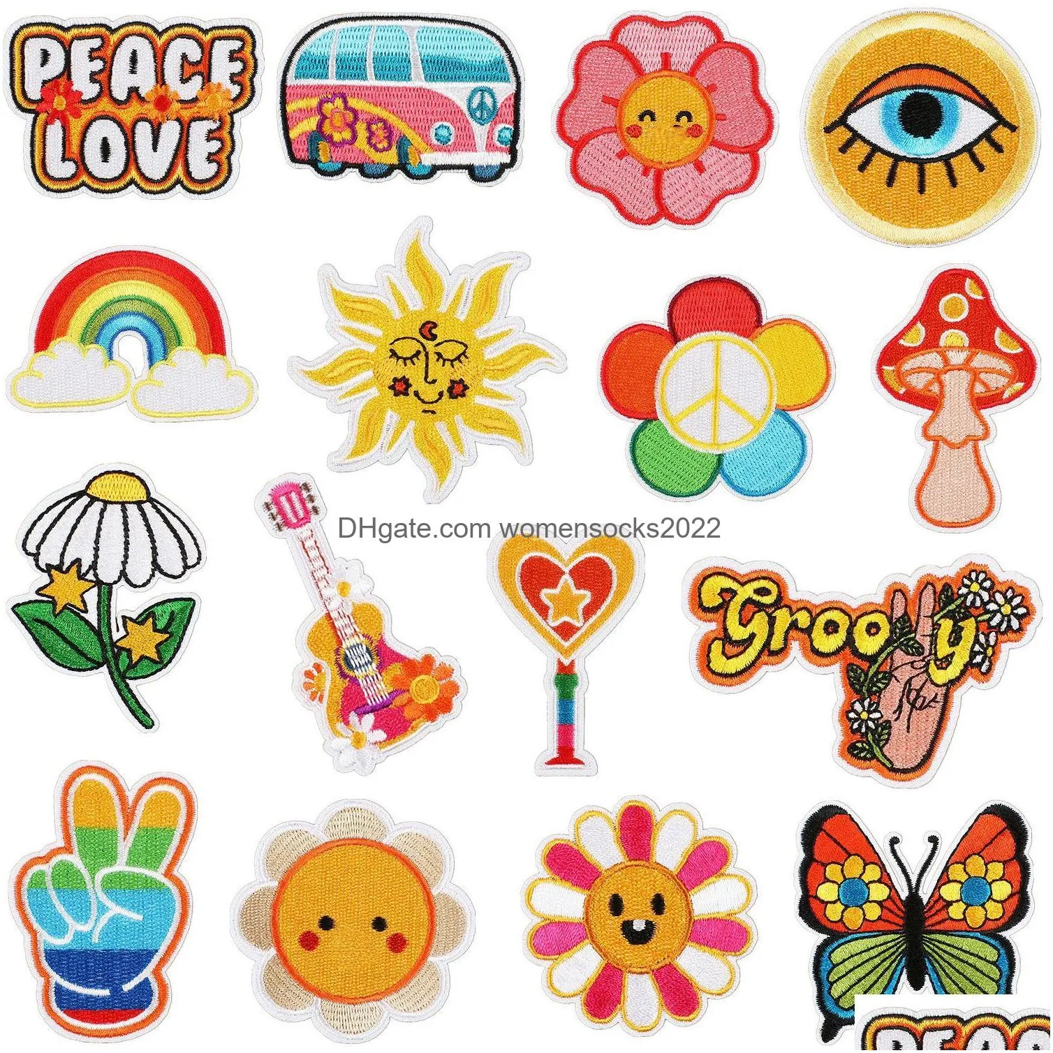 Sewing Notions Tools Cute Iron Ones Small Sun Rainbow Butterfly Embroidered Appliques For Clothing Dress Hat Diy Accessories Drop Dhena