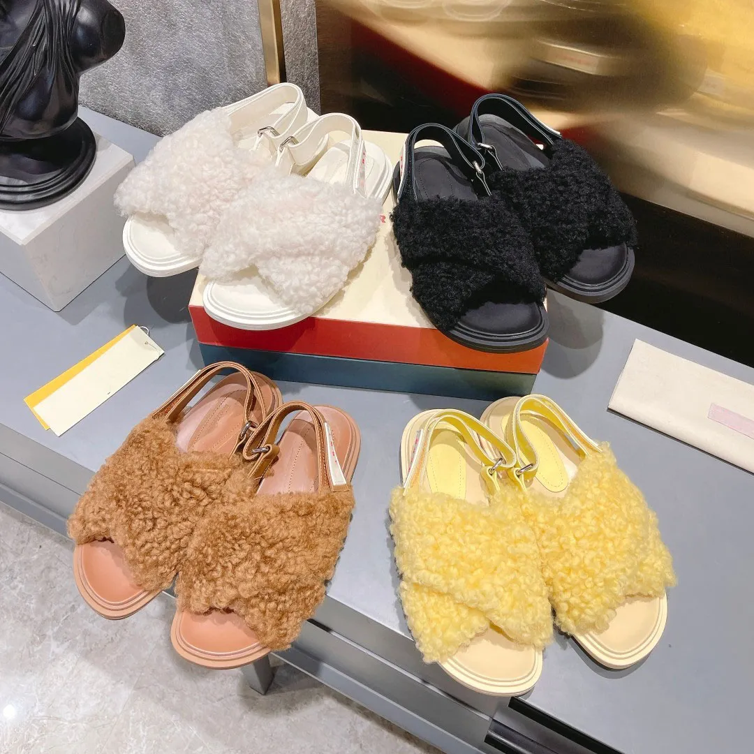 Fur slingback sandals cheap
