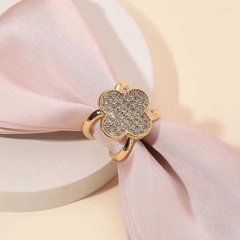 Women Crystal Pearl Silk Scarf Ring Clip Buckle Holder Brooch Pin