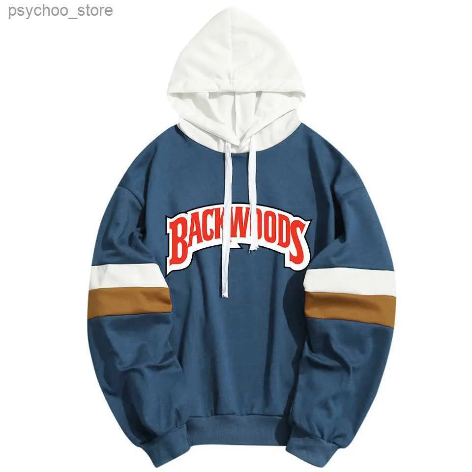 Men's Hoodies Sweatshirts Y2K New Backwoods Letter Printing Men's Hoodie Sweatshirt Street Clothing Patch Work Zipper Customized Clothing Q230822