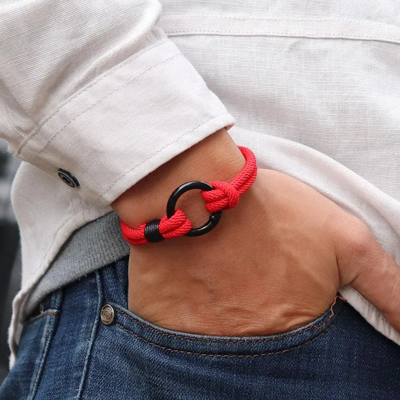 Bedelarmbanden eenvoudige handgemaakte 4 mm Milaan touw zwarte cirkel gesp gewonden heren buiten armband sieraden voor mannelijk cadeau