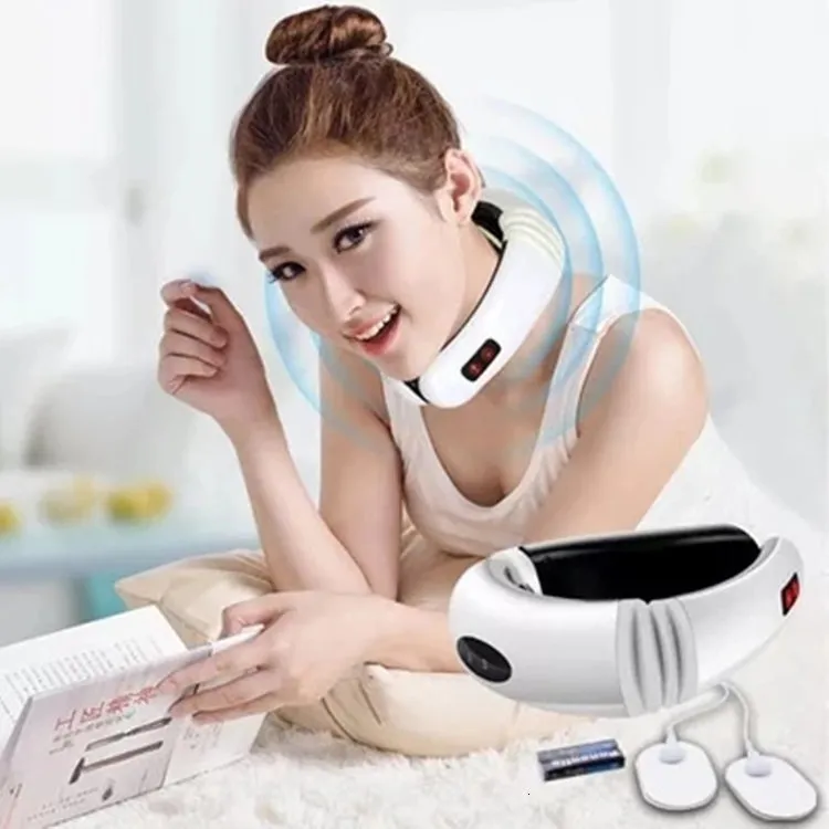 Masajeador de cuello eléctrico con pulso de espalda, 6 modos control de potencia, calentamiento de decenas para alivio del dolor cervical