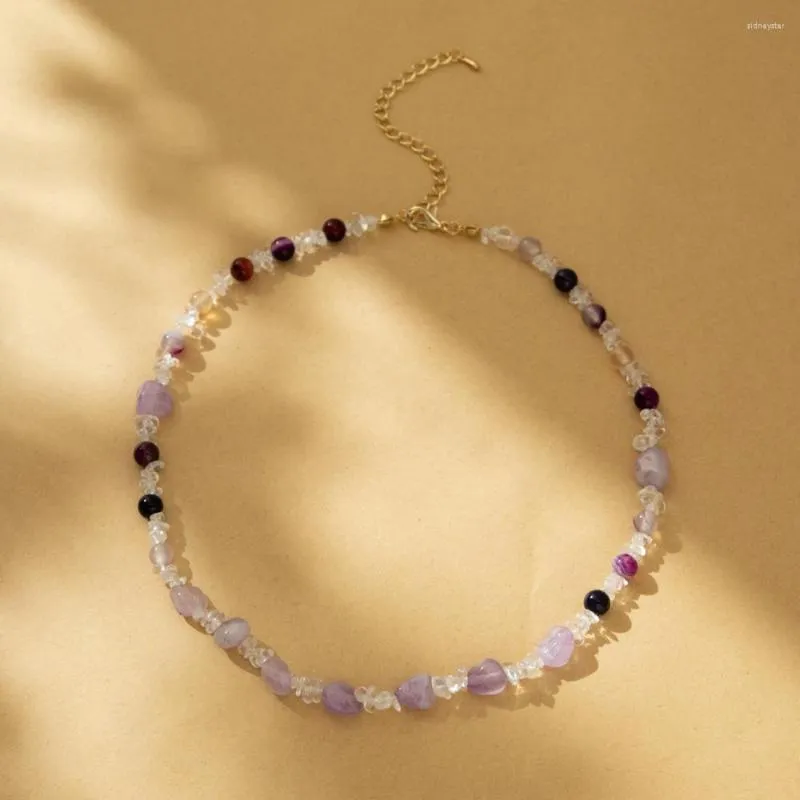 Ras du cou irrégulier violet pierre naturelle clavicule chaîne collier personnalité mode Simple charme pour les femmes bijoux cadeau