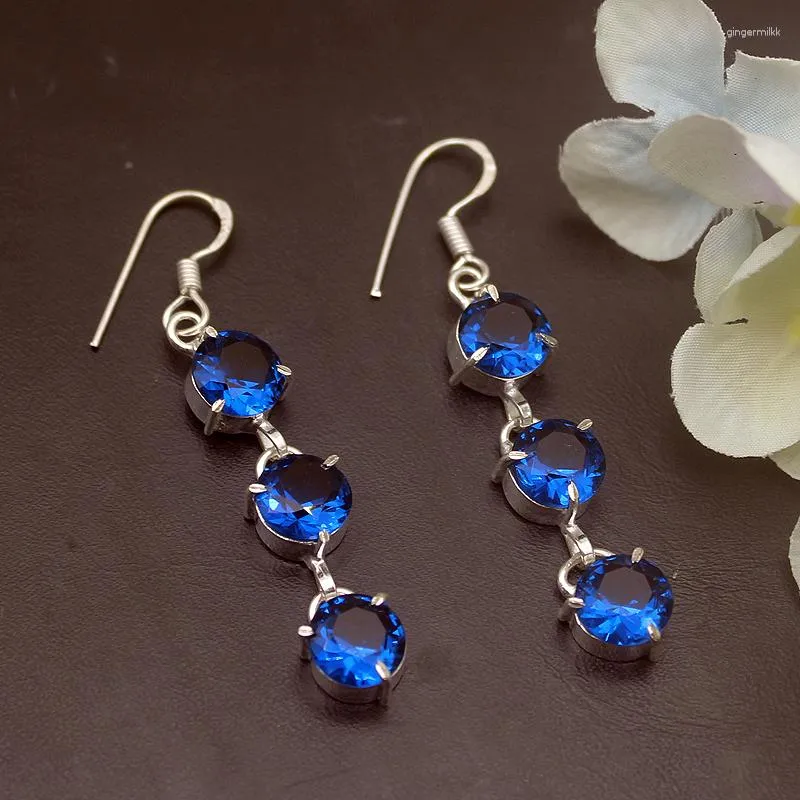 Dangle Earrings Hermosa Special Design Ocean BlueTopaz For Women Fashion Jewelry 2 1/4 Inch A818