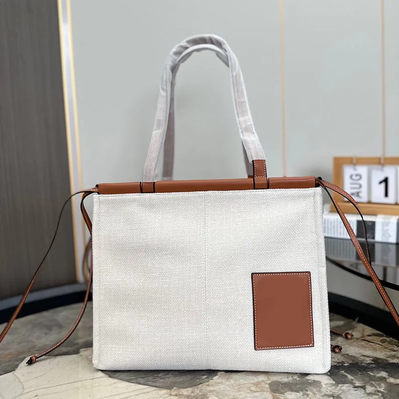 Designer denim tas dames schoudertassen medium strandtas draagtassen shopper tassen canvas handtas onderarm tas tas rugack geknoopte lederen band capaciteit bakken tassen