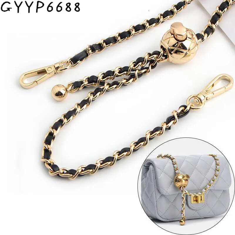 Bag Parts Accessories 1-5PCS Gold Metal Chains For Handbags Shoulder Purse Gold Beads Round Big Ball Bags Strap Adjustable Chain Hardware Accessories 230822