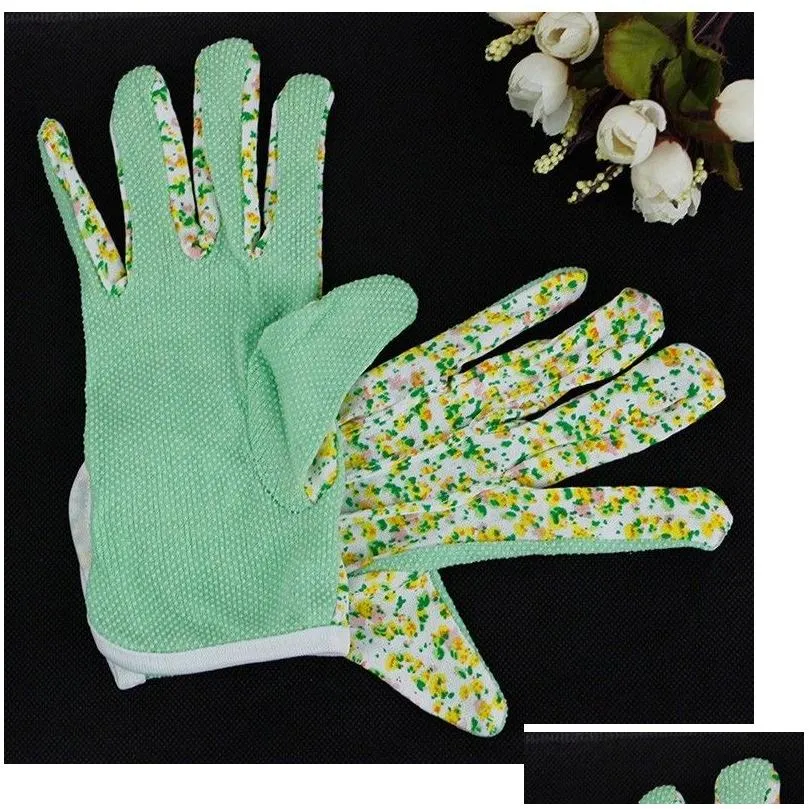 Autres fournitures de jardin 100% coton antidérapant sécurité personnelle au travail Jersey doux femmes jardinage gants de travail 4 couleurs Wa0592 Drop D Dhkyt