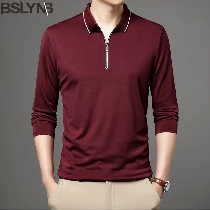 Męska koszula polo z długim rękawem Lapel Zipper Casual Collar Tee 230821