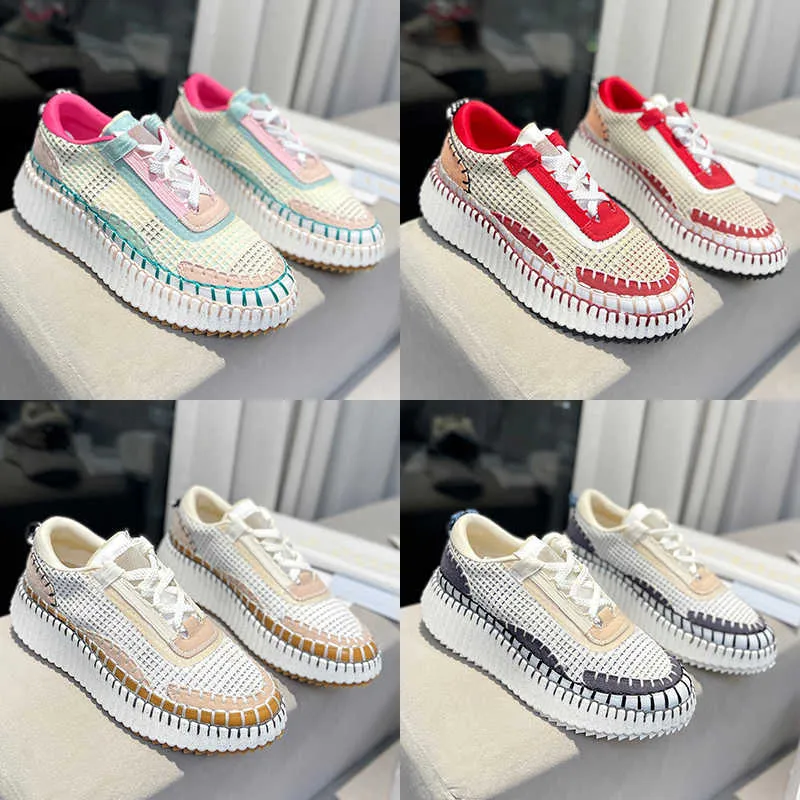 Designer Sneakers New Pattern Canvas Rainbow Trainers Women Casual Shoes Running Shoe Recycled Mesh Fabric With Box NO462