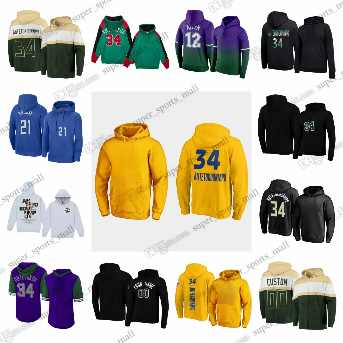 Personalizzato fai da te uomo S-6XL nuove felpe con cappuccio Antetokounmpo Felpa basket Middleton vacanza unisex amante cotone pile casual felpa con cappuccio pullover top peluche bianco