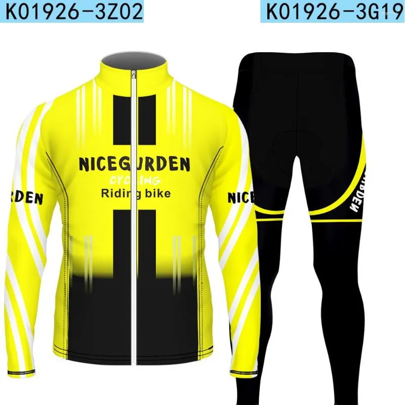 Men's Jackets Long Sleeve Cycling Suit Breathable Mountain Zipper Bike Wear Yellow Print Jersey