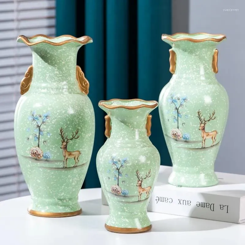 Vase Jingdezhen Ceramic Pottery Descorationリビングルームフラワーアレンジメントモダンホームシンプルなテレビキャビネットギフト