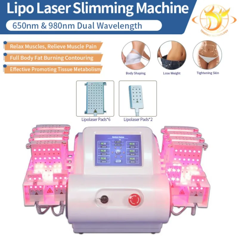 4D LIPO Lazer Zayıflama Makinesi Lipolazer Gövde Hızlı Kayıp Ağır Cihaz Lazer Diyotları 635NM 660NM 810NM 980NM155