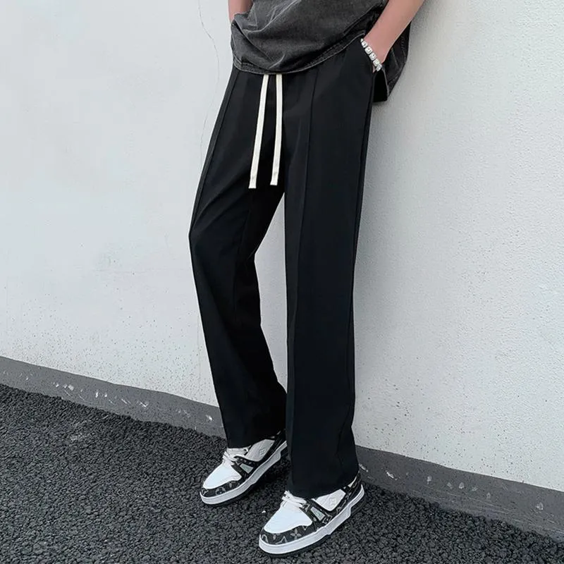 Men's Pants 2023 Y2k Fashion Ice Silk Thin Breathable Refreshing Leisure Fitness Sports Black Drape Drawstring Loose Trousers