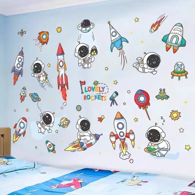 Space Astronaut Rocket Wall Decal Boys