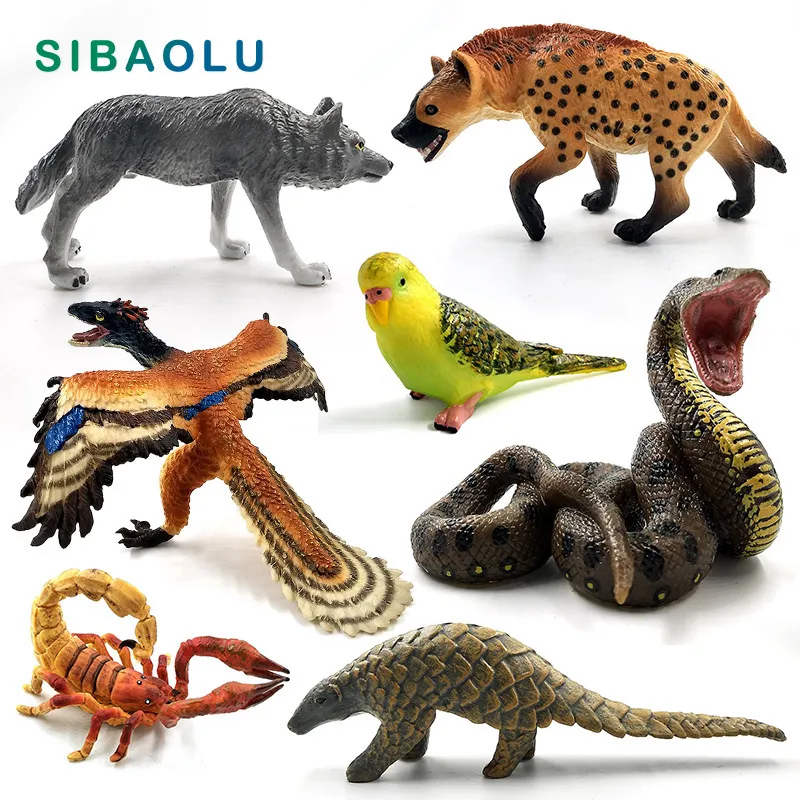 Dekorativa föremål Figurer Simulering Wolf Kangaroo Parrot Bird Snake Animal Model figur Heminredning Fairy Garden Decoration Accessories Bild 230821