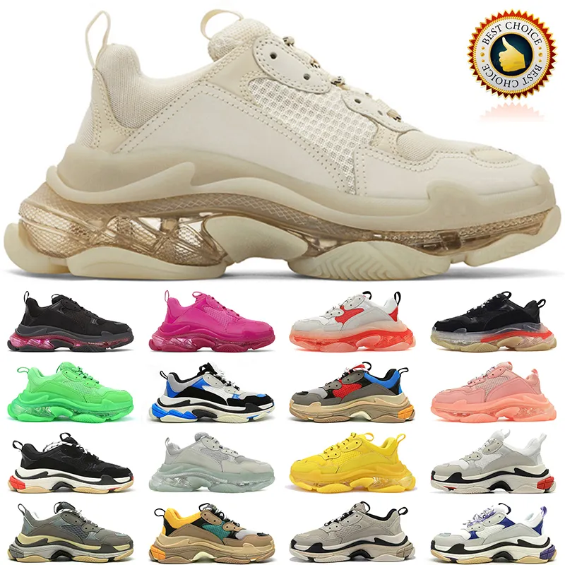 Triple S Sneaker Luxury Designer Casual Shoes Homens Mulheres Preto Branco Verde Verde Amarelo Rosa Rosa Rosa Mens Mens Plataforma Treinador