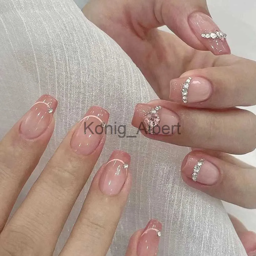 Pink Diamond Press On Cute Pink Fake Nails With Long Tips, Glue Stick, And  Stickers Reusable Art Set X0822 From Konig_albert, $15.33 | DHgate.Com