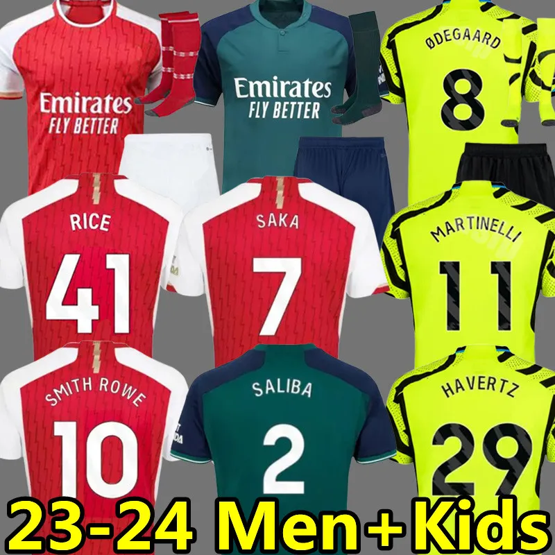 23 24 RICE HAVERTZ SAKA G. Jesus soccer jerseys SMITH ROWE MARTINELLI ODEGAARD FABIO VIEIRA Trossard Saliba JORGINHO 2023 2024 home football shirt Men Kids kits set