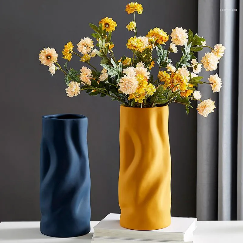 Vases Living Room Decoration Nordic Home Europe Tabletop Flower Vase Ceramics Morandi Pure Color Decor