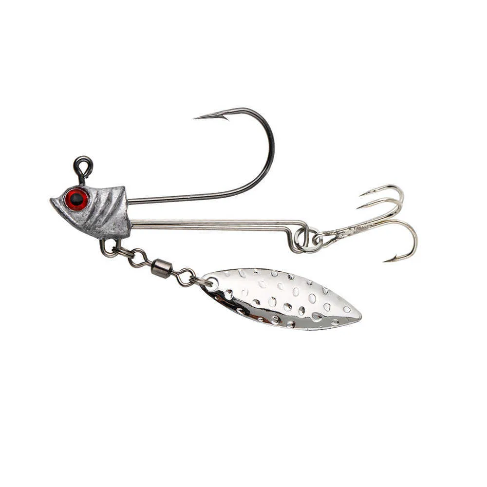 Gold And Silver Single Hook Trout Lures With Willow Leaf Blade /Pkt Weighted  Jig Head Hook Set For Soft Lures 7.2g, 9.22g, 16.4g Fish Head Included  X0822 From Kaiser01, $11.58