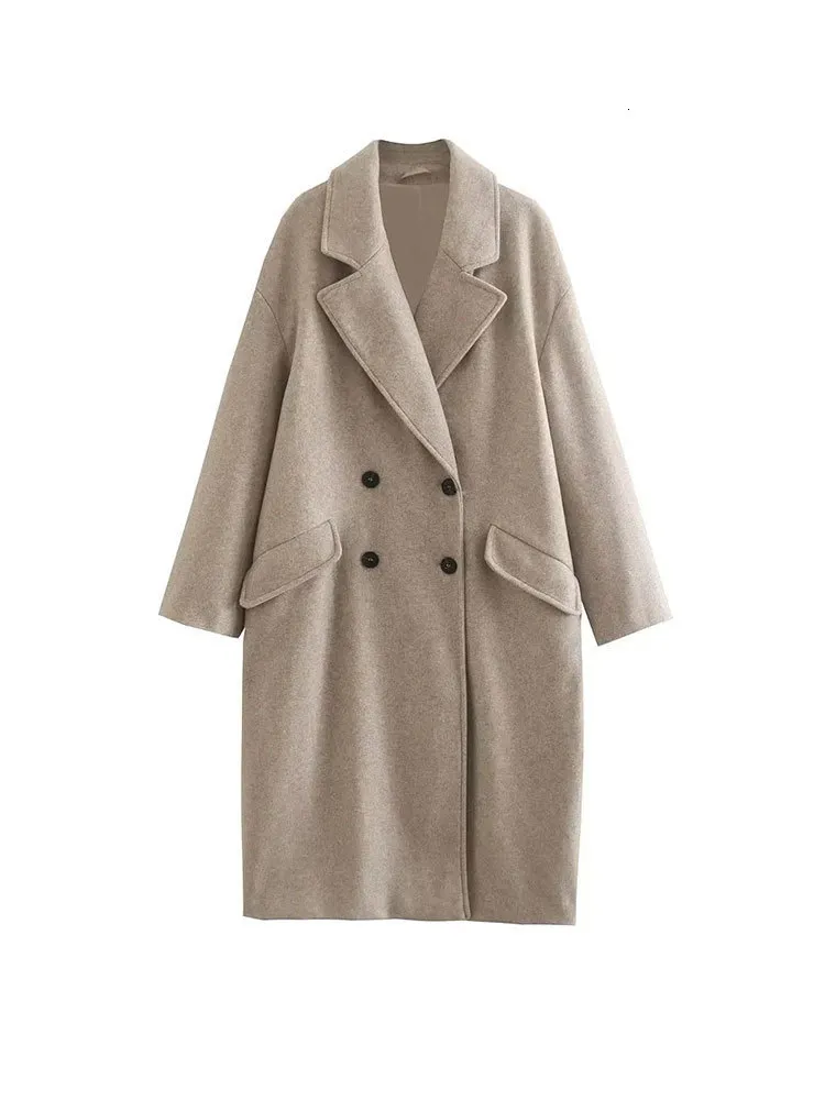 Femmes Melanges De Laine Nlzgmsj TRAF Femmes Hiver Gris Epais Manteaux De Laine Avec Bouton Lache Manches Longues Poche Dames Elegant Pardessus 10 230821 Du 35 51 DHgate