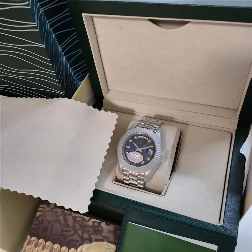 نسخة Super UF Factory Watch 2813 حركة أوتوماتيكية DIAL Blue Diamond DIAL 904L Steel Wristwatch 41mm الياقوت الزجاجية الساعات ORI2085