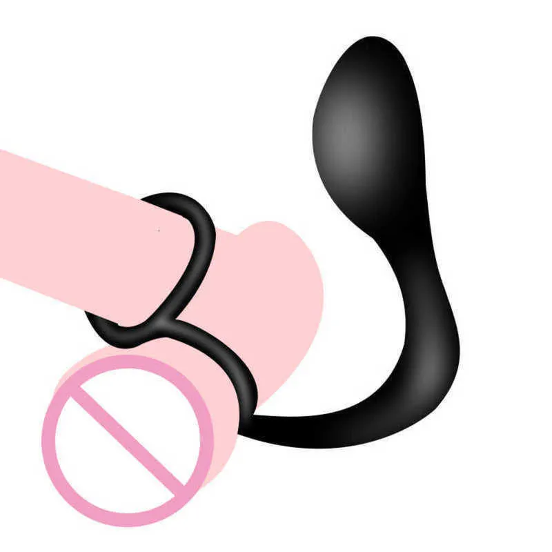 Massager Anal Plug Mass Masaż prostaty stymulator silikonowy opóźnienie opóźnienie Pierścień wytrysku dla mężczyzn gejowski fetysz