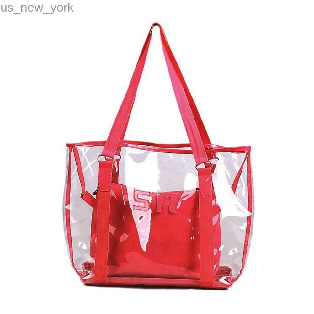 Totes 2023 Bolsos Carteras Mujer Fashion Women Jelly Candy Clear Transparent handväska Tote axelväskor Beach Bag Balestra HKD230822