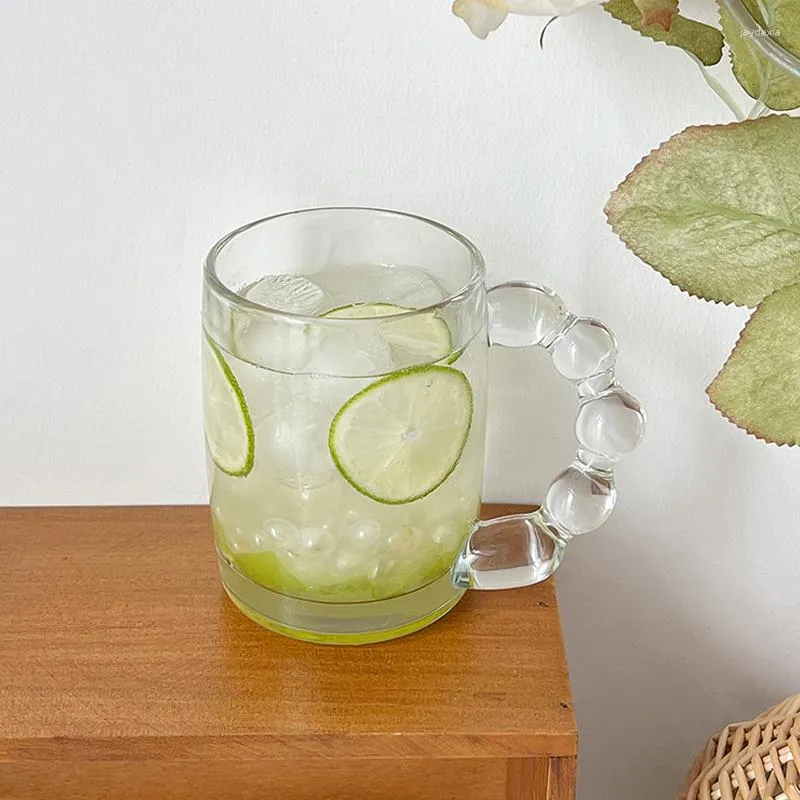 Becher Koreanisch kandierter Haws rotierende Griff Glas Perlen transparent Kaffeetasse Frühstücks Becher Dekoration farblos