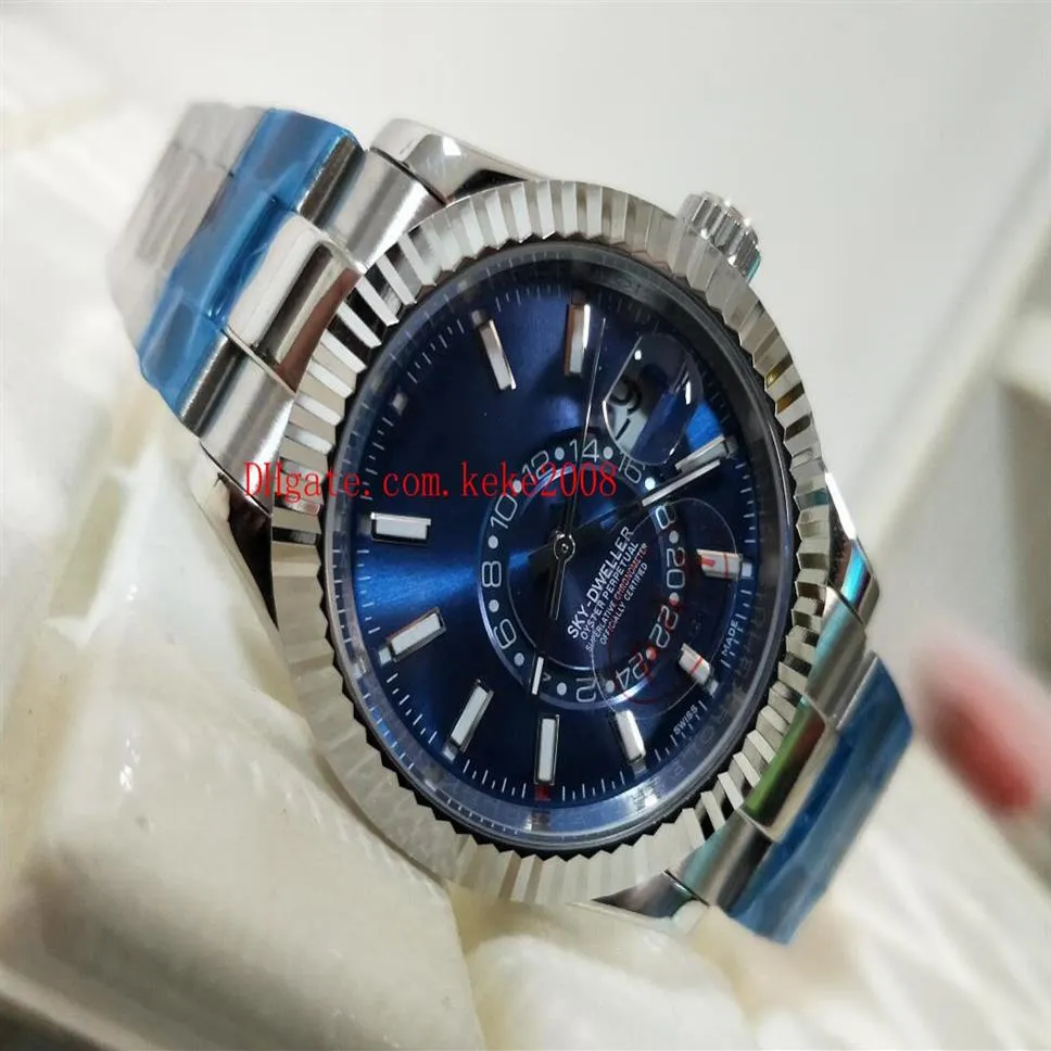 Excellente montre-bracelet de haute qualité Sky Dweller 326934 42MM Cadran bleu en acier inoxydable Asie 2813 Mouvement Automatique Montre Homme Watc302u