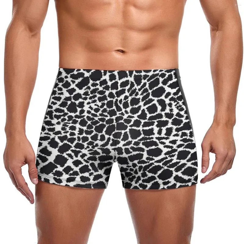 Men's Swimwear Black Leopard Swimming Trunks Animal Print Training Plus Size Swim Shorts Custom Durable Male Briefs