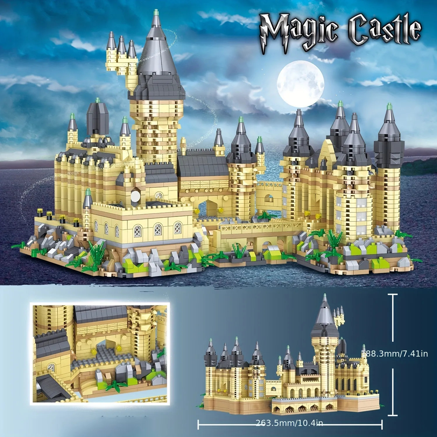 Bloki 900pcs Creative Diamond Bricks Castle Magic College Building Construction Education Prezenty dla dzieci dzieci 230821