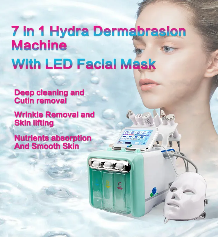 7IN1 Portable LED hydra facial oxygen machine oxygen spray gun therapy microdermabrasion skin peeling treatment texture improvement