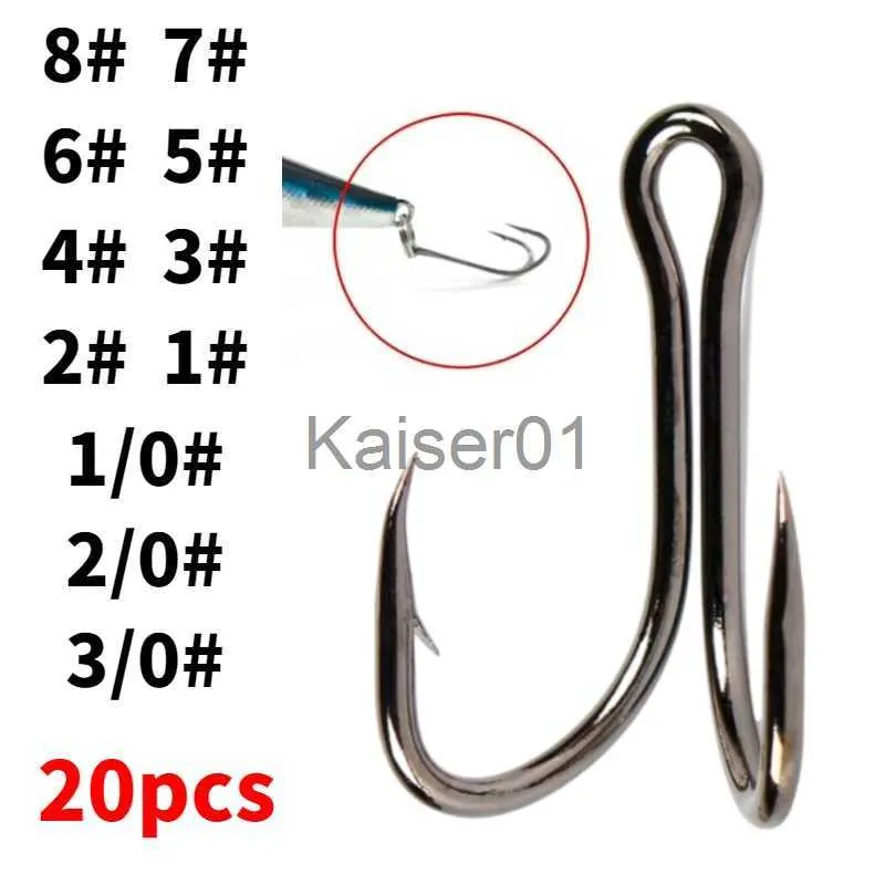 Fishing Hooks 20pcs Double FishHook Carbon Steel Crank Barbed Jig Fly Tying  Soft Lure Sea Bass Fishing Accessories Weedless Tools Tackle x0822