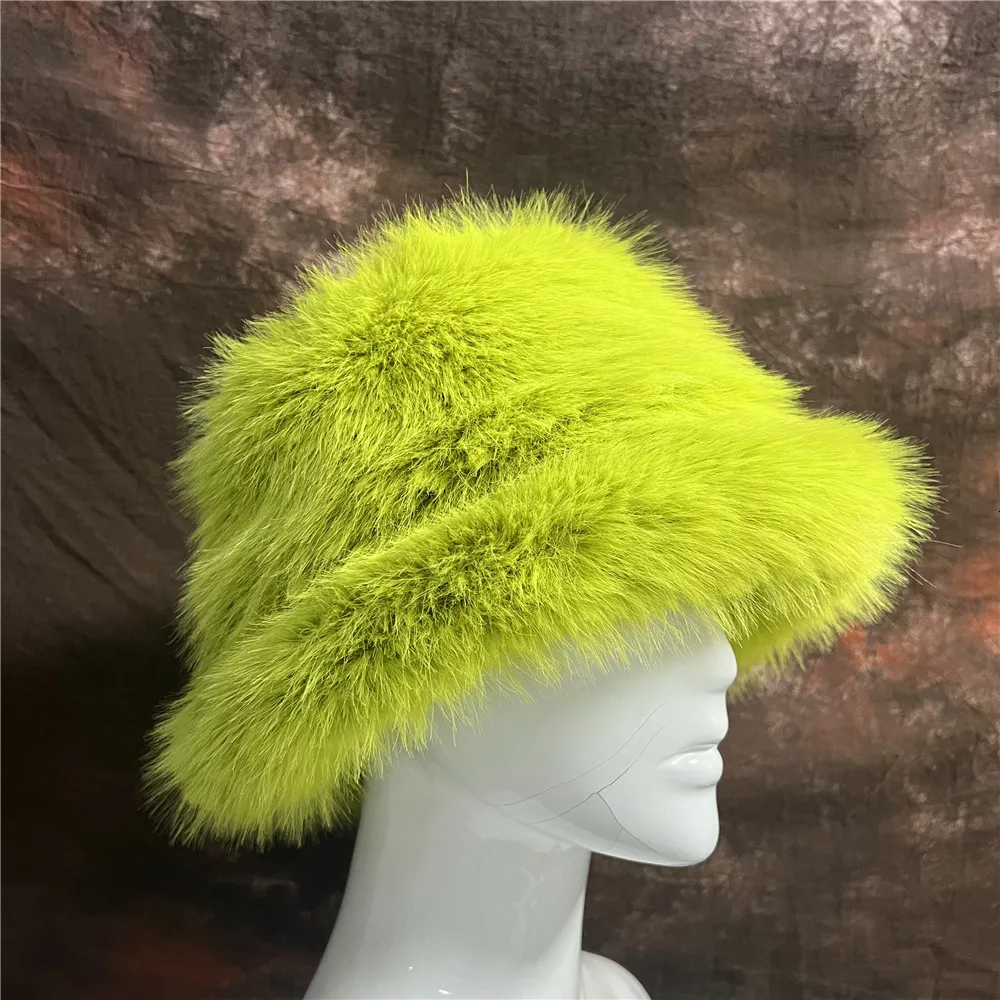 Wide Brim Bucket Hat Faux Fur Womens Elegant Autumn and  display picture 3