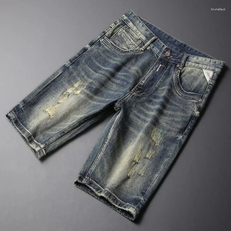 Jeans da uomo estate ly fashion maschi retrò retrò designer patched patched short shorts vintage casual vintage casual