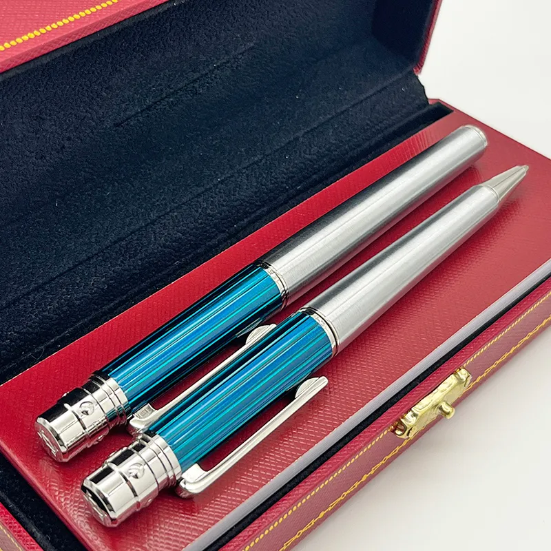 Kugelschreiber -Pens Lan CT Kugelschreiber Rollerball Stift Fein Stange Kugelstift Blau Textur Metall Seriennummer Schreiben glatte Luxus -Schreibwaren 230821