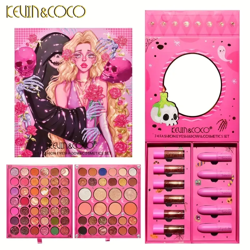 Mini Makeup Set, 74 Cores Paleta de sombras +5 bato